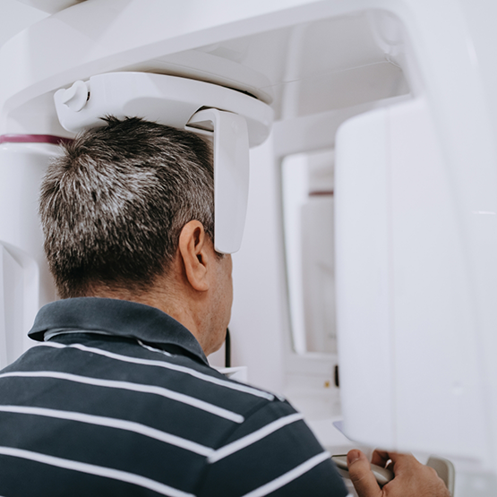 Man getting a cone beam scan