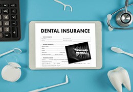 Dental insurance form on tablet