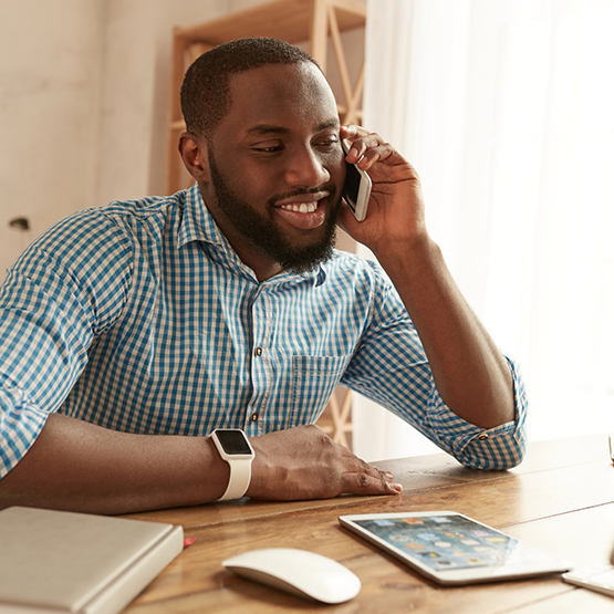 Man talking on the phone with his Delta Dental dentist in Goodlettsville